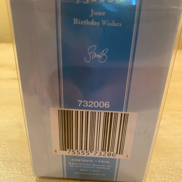 PRECIOUS MOMENTS June Birthday Wishes Figurine sitting on cupcake with present! - Picture 6 of 6